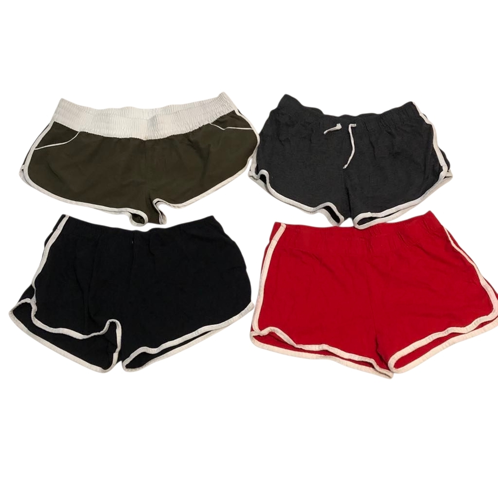 Set of Four Athletic Dolphin Style Shorts in Red, Black, Gray, and Green